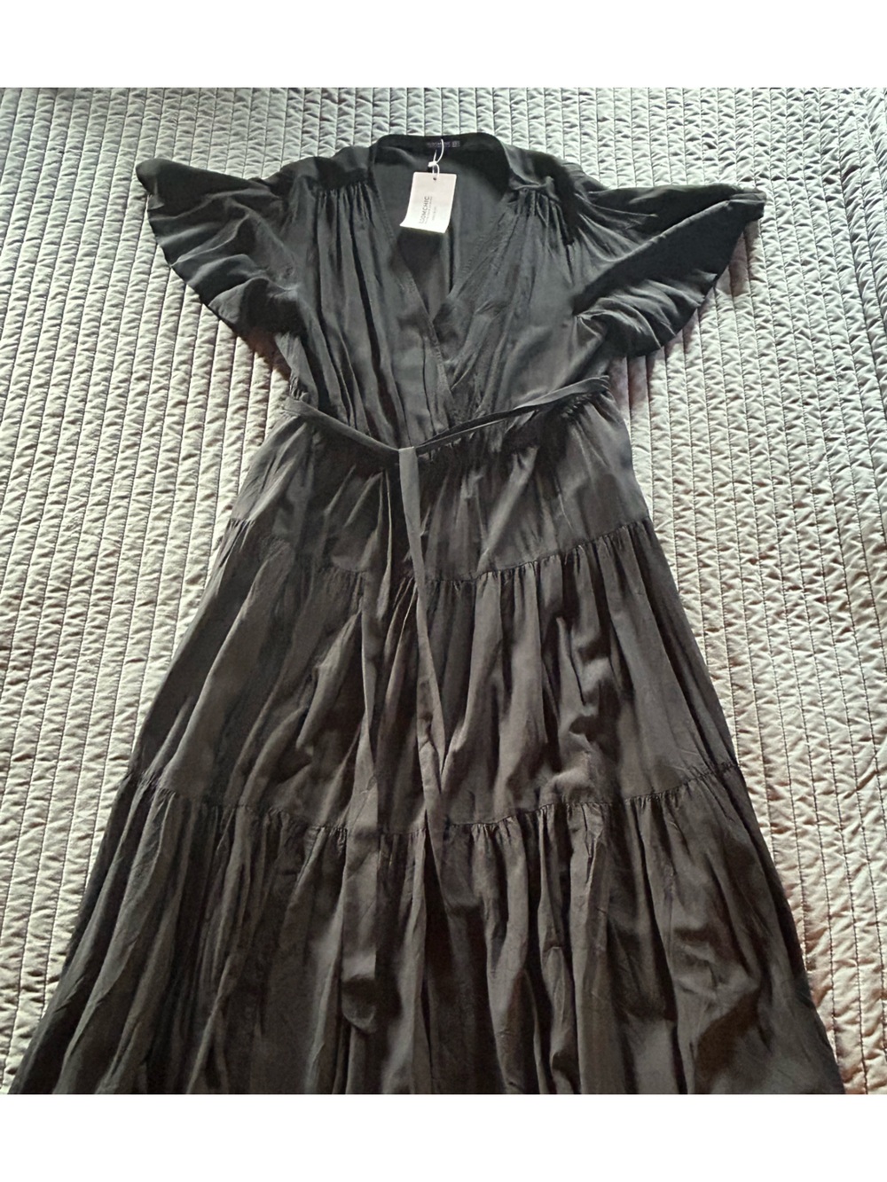 BloomChic Black Tiered Wrap Maxi Dress